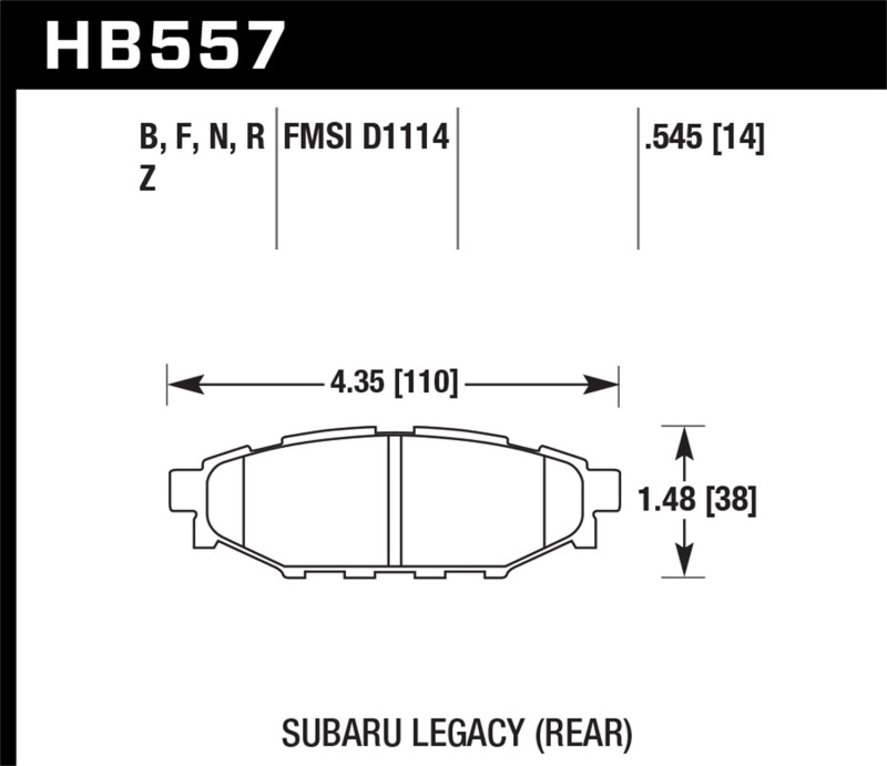 Subaru BRZ Brake Pads - Rear - Hawk Performance - HPS 5.0 - `13-`14